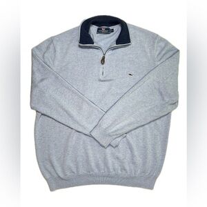 Vineyard Vines Cotton Quarter Zip Pullover Light Blue Jake Blue Heather L Large